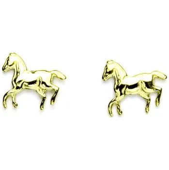 Náušnice Zlaté náušnice koně - NŠ14 - žluté zlato (Náušnice na šroubek ve žlutém zlatě)