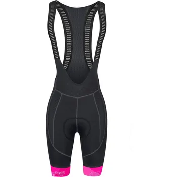 Cyklistické kalhoty FORCE kraťasy F STRIPE LADY se šráky a vl, černo-růž XL