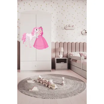 Šatní skříň Dětská skříň Babydreams 90 cm princezna a poník bílá