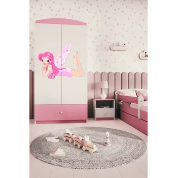 Šatní skříň Dětská skříň Babydreams 90 cm víla s křídly růžová