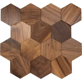 Obklad Wodewa VZOREK - Dřevěný obklad, HEXAGON, OŘECH, broušený, olejovaný - ROZMĚR VZORKU: 150 x 150 mm