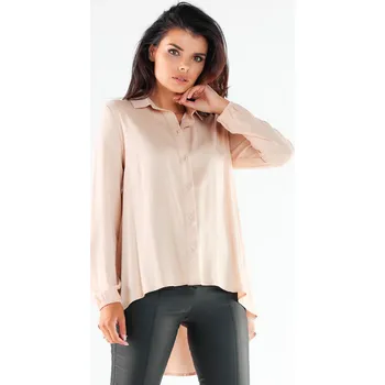 Dámská košile Elegantní košile s prodlouženým zadním dílem A527 Barva: Béžová, Velikost: XL