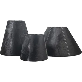 Stínidlo Černé stínidlo lampy z hovězí kůže - Ø18*Ø13*15cm / E27