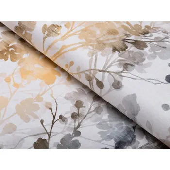 Sametová látka Tamara TMR-008 Hnědé a šedé pnoucí rostliny - šířka 150 cm