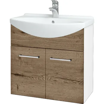 Koupelnový nábytek Dřevojas Koupelnová skříňka TAKE IT SZD2 65 - N01 Bílá lesk / Úchytka T04 / D21 Tobacco