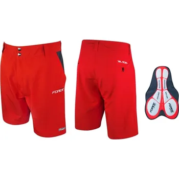 Cyklistické kalhoty FORCE kraťasy F BLADE MTB s odnímatelnou vložkou,červ S