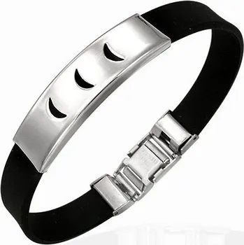 Náramek Pryžový náramek s ocelovým zapínáním a vyřezaným motivem čtvrtky měsíce