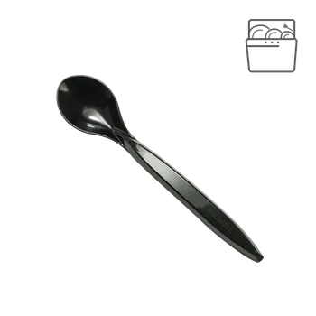 Jednorázové nádobí Lžička plastová černá 13,3cm opakovatelně použitelná/ 100 ks