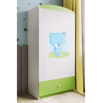 Šatní skříň Dětská skříň Babydreams 90 cm medvídek zelená