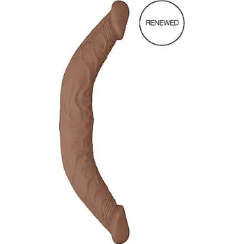 Dildo RealRock Double Dong 14 - dvojitý dildo (36cm) - tmavě přírodní