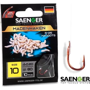 Rybářský háček Navázané háčky pro lov na červy Saenger Madenhaken R-25 velikost: 6