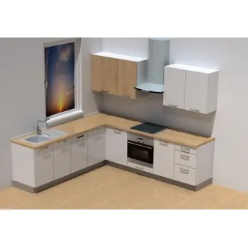 Kuchyňská linka Kuchyně EBS Next rohová 2,6 x 2,47 m bílá/dub arlington