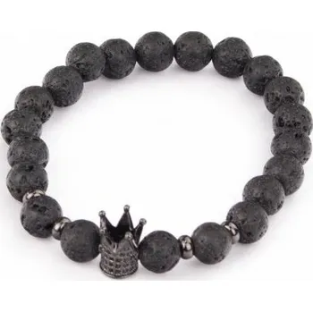 Náramek Lávové kameny (Koruna černá) 8mm