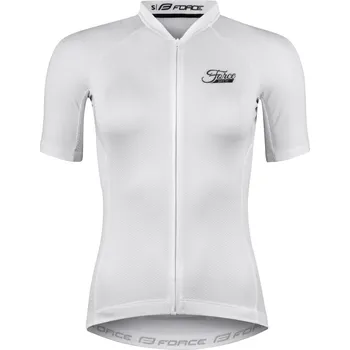 Cyklistické oblečení dres FORCE PURE LADY kr. rukáv, bílý XXL
