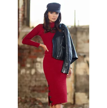 Dámská sukně Tužková sukně vyrobená viskózy A317 Barva: Vínová, Velikost: XL