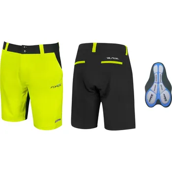Cyklistické kalhoty FORCE kraťasy F BLADE MTB s vložkou,černo-fluo M