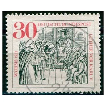 Poštovní známka (1971) MiNr. 669 - O - Německo - Martin Luther před císařem (1)