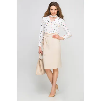 Dámská sukně Tužková sukně se šerpou SP115 Barva: Béžová, Velikost: M