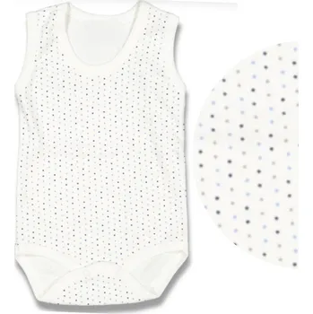Dětské body bez rukávů Puntíky bílé 68