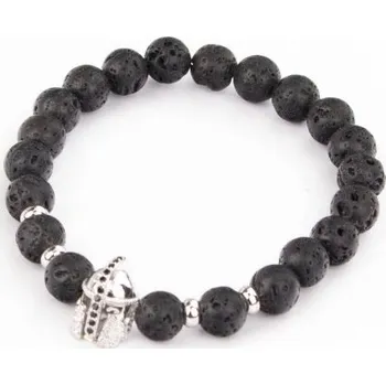 Náramek Lávové kameny (Přilbice stříbrná) 8mm