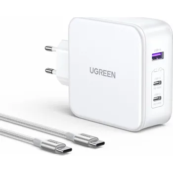 UGREEN Nexode USB-A+2*USB-C 140W GaN Fast Charger+USB-C Cable wht