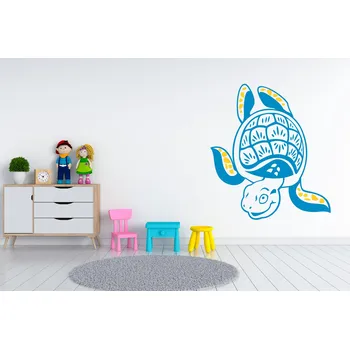 Samolepící dekorace Lepy.cz Samolepka na zeď Vodní svět - Želva Velikost (šířka x výška): 35x40cm, Kombinace barev sety: Světle modrá + světle žlutá