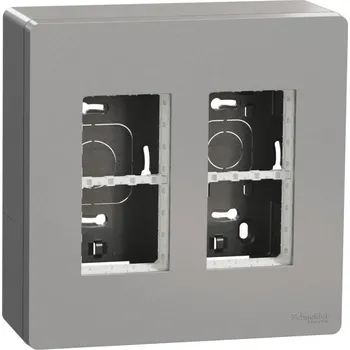 vypínač jednotka centrální 2x4 moduly vertikální povrchová, Aluminium Unica System+ NU122430