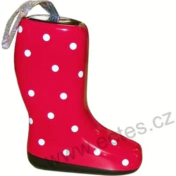 Dóza na potraviny BOTIČKA červená plechová dóza na zavěšení s bílými tečkami