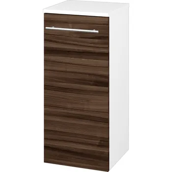 Koupelnový nábytek Dřevojas Nízká skříňka DOS SND 35 - N01 Bílá lesk / Úchytka T02 / D06 Ořech / Levé