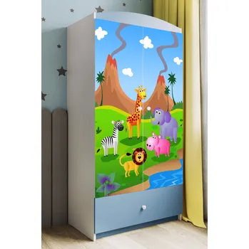 Komoda Dětská skříň Babydreams 90 cm safari modrá