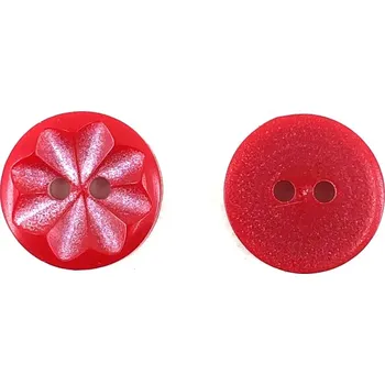 Knoflík GOM51, Knoflík, 13mm, červený se vzorem, 1ks