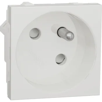 Elektrická zásuvka zásuvka 45º 250V/16A 2P+E, clonky, bezšroubová, Bílá Unica NU304918