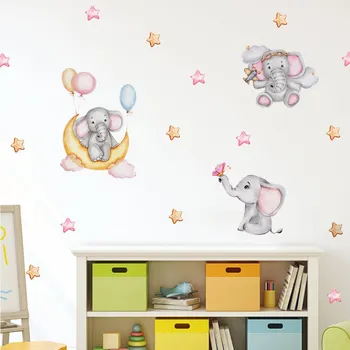 Samolepící dekorace Samolepka na zeď "Sloníky" 90x90cm