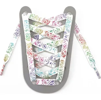 Tkaničky do bot Široké tkaničky s květinovým potiskem, jeden pár - Více barevné bílé, 120 cm