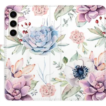 Pouzdro na mobilní telefon Flipové pouzdro iSaprio - Succulents Pattern - Samsung Galaxy S23+ 5G