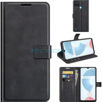 Pouzdro na mobilní telefon Pouzdro Book Realme C21-Y (RMX3263), C25-Y (RMX3269) Retro Calf Texture černé a zpět 14 Kč s ATC Clubem