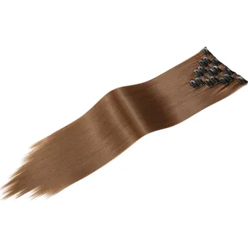 Příčesek Clip in vlasy - sada - 57 cm, 7 - dílná, odstín - 12 (karamelově hnědá)