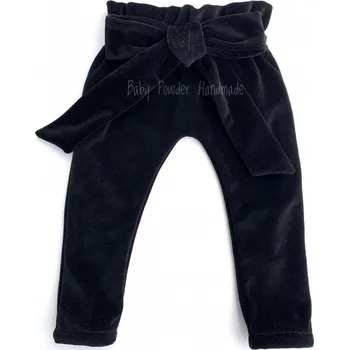 Baby Powder Handmade Velurové kalhoty s mašlí černé 74 černá