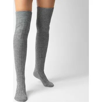 Dámské ponožky Šedé dámské nadkolenky Art.089 TD12, GREY Velikost: 35/37