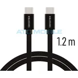 Kabel SWISSTEN TEXTILE USB-C / USB-C 1,2m černý a zpět 15 Kč s ATC Clubem