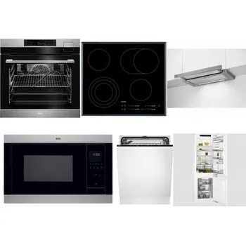 Set domácích spotřebičů AEG BSK792380M + AEG Mastery DirectTouch HK654070FB + AEG DPE5660M + AEG Mastery MSB2547D-M + AEG FSK73607Z + AEG Mastery FlexiShelf SCE818D3LC