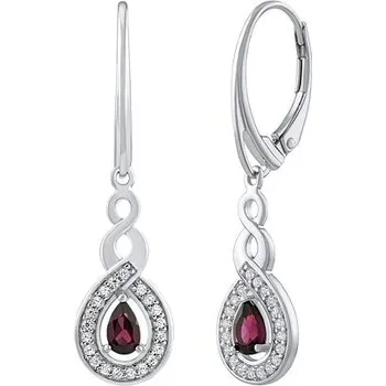 Náušnice Luxusní stříbrné náušnice s pravým granátem a Brilliance Zirconia FW16372EGA