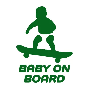Samolepicí dekorace na vozidlo Baby on board 008 levá skateboard (20 - tmavě zelená) SAMOLEPKA NA AUTO, NÁLEPKA, FÓLIE, POLEP, TUNING, VLASTNÍ TEXT, TISK, AUTOSAMOLEPKY.cz, POLEPY, OBRÁZEK, LOGO, 3D STICKERS
