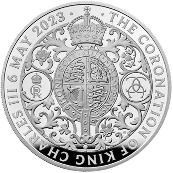 Stříbrná mince Král Karel III. - Korunovace (H.M.King Charles III.) 5 Oz 2023 PROOF