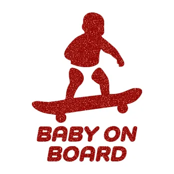 Samolepicí dekorace na vozidlo Baby on board 008 pravá skateboard (86 - Ultra Metalic červená) SAMOLEPKA NA AUTO, NÁLEPKA, FÓLIE, POLEP, TUNING, VLASTNÍ TEXT, TISK, AUTOSAMOLEPKY.cz, POLEPY, OBRÁZEK, LOGO, 3D STICKERS