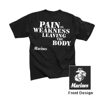 Pánské tričko Triko MARINES PAIN IS WEAKNESS ČERNÉ M - Není skladem