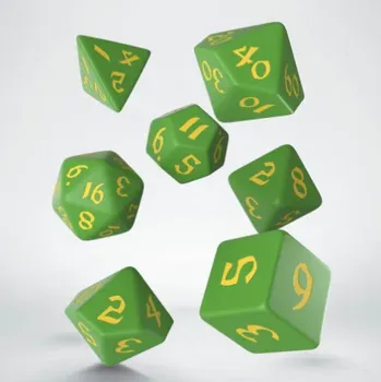 Příslušenství k deskovým hrám Q Workshop Sada 7 kostek Classic Runic dice set zelená/žlutá - QWSSCLR2F