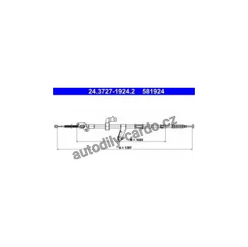 Brzdová hadice Lanko ruční brzdy ATE 24.3727-1924 (AT 581924)