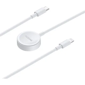 Datový kabel Nabíjecí kabel 2v1 YESIDO CA113 USB-C na Apple Watch + Lightning - 1m - bílý
