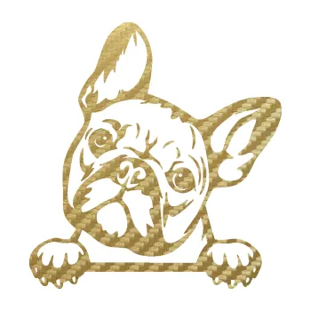 Polep vozidla SAMOLEPKA Pes 184 levá francouzský buldoček (59 - 3D karbon zlatý) NA AUTO, NÁLEPKA, FÓLIE, POLEP, TUNING, VLASTNÍ TEXT, TISK, AUTOSAMOLEPKY.cz, POLEPY, OBRÁZEK, LOGO, SAMOLEPKY